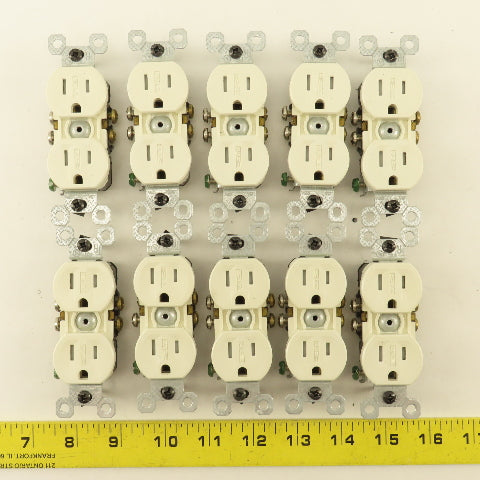 Pass Seymour 3232TRWR-LA 15A 125V 2 Pole Grounded Duplex Light Almond Lot Of 10
