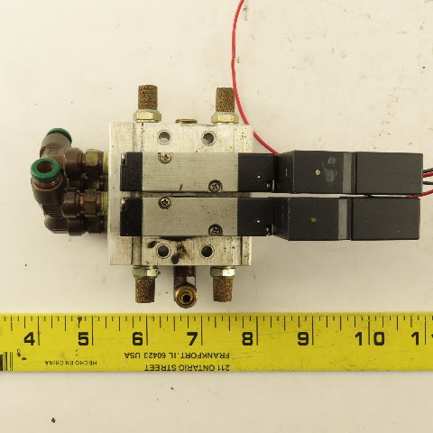 Ingersoll Rand ARO Sierra S5SS9D-1 2 Hydraulic Solenoid Valves W/Manifold Block