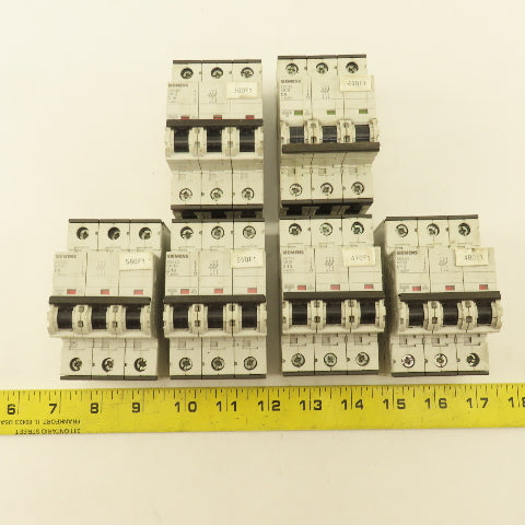Siemens 5SY43 3 Pole 400V Circuit Breaker C6, C16, C13, C10, C8 Lot Of 6