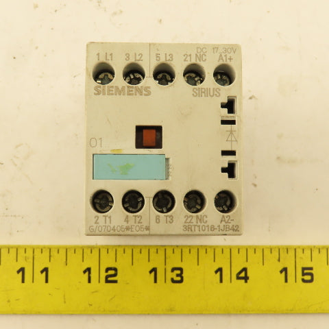 Siemens 3RT1016-1JB42 600V 20A Contactor 17-30V Coil