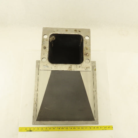 14" x 14" To 4" x 4-1/2" Dust Collector Stainless Steel Square Duct Adaptor