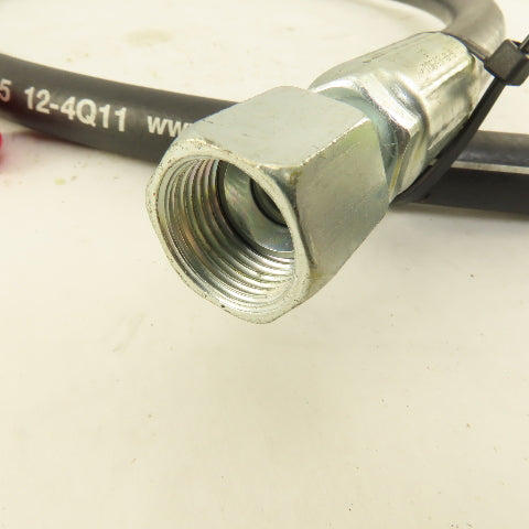 Parker 3/4" (-8) Female Swivel JIC Hydraulic Hose Assembly 3'