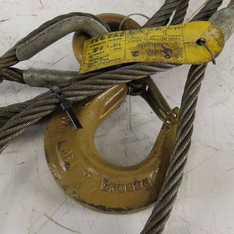 John Sakash 1/2" Wire Rope Sling Single Leg W/ Hook 1.9-5.1 Ton MAX 15'