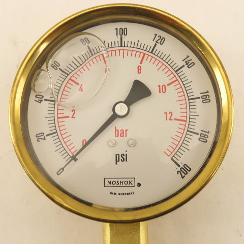 Noshok 0-500PSI 0-14 Bar Glycerin Filled Pressure Gage Bottom Port 1/4" NPT