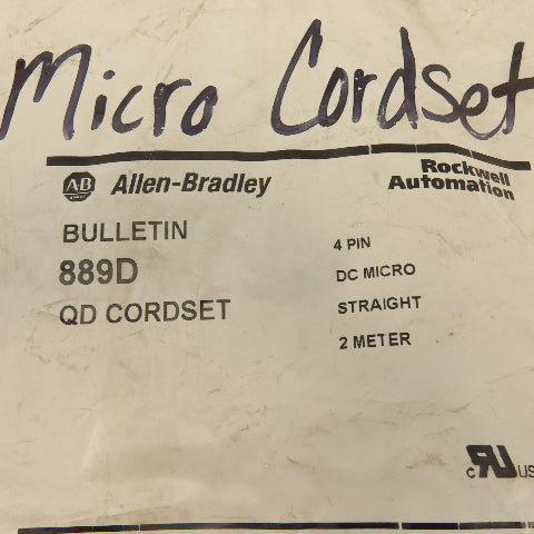 Allen Bradley 889D-F4BC-2 QD Cordset 4 Pin Micro DC Straight 2 Meter Cable