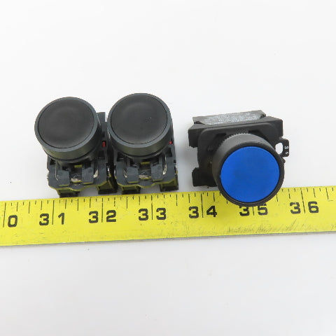 Allen Bradley 800E ZBE-101 600V Momentary Contact Blue Black Switch Lot Of 3