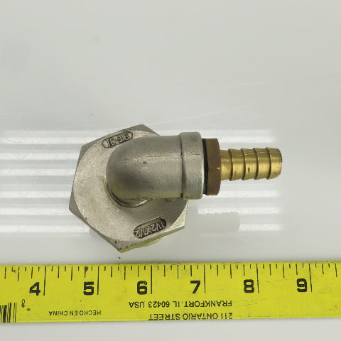 TC-316 1-1/2" x 1/2" NPT 90° Elbow Reducer W/1/2" Barbed Fitting Lot Of 2
