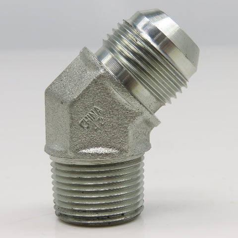 Eaton 3/4" NPT x 3/4" JIC Flare Male Steel Hydraulic Elbow Fitting 45°