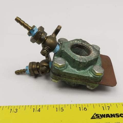 2 Part Industrial Burner Flow Meter Regulator Valve .218 Orifice 3/4" NPT