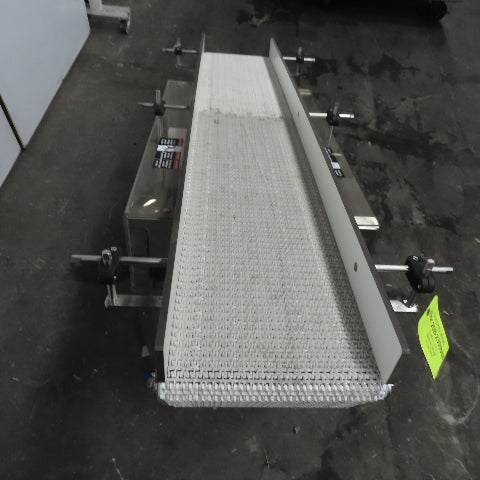 64" Incline Center Drive Slide Bed SS Conveyor 12" Plastic Chain Belt 55FPM 3Ph