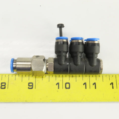 Festo 6 Port Push Connect Pneumatic Distribution Block 8mm Feed Tube 6mm Outlets