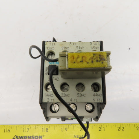 Siemens 3TF4222-0A Size 0 Contactor Starter Relay 600V 15Hp 110V Coil 2NO/2NC