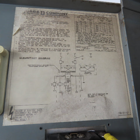 Square D SK750G1 Class 9070 230x460V Pri 115V Sec 750VA Transformer Disconnect