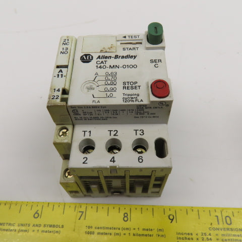 Allen Bradley 140-MN-0100 Manual Motor Starter 600V 3Ph 0.63-1.0A Trip Lot Of 3