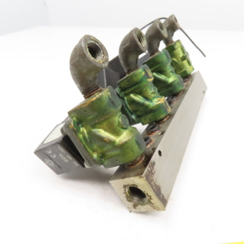 21EN2KB105 4 Port Solenoid Auto Drain Manifold Assembly 1/4" NPT 120V
