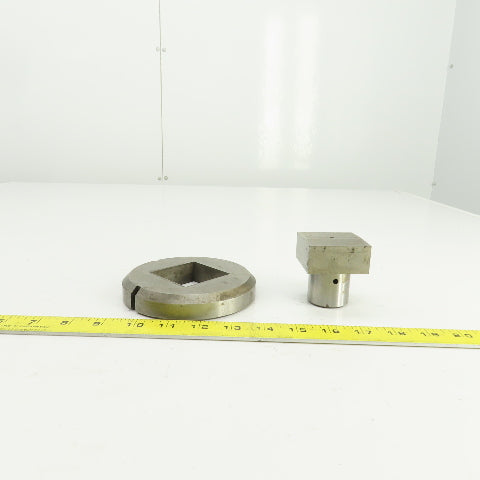 UP 2.109" x 2.109 Crowned Rectangular Holepunch & Die 2.127" x 2.127" CNC Turret