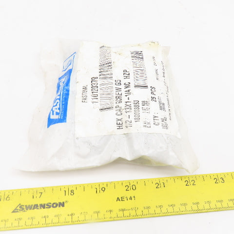 Fastenal 110120379 1/2"-13 x 1-1/4" Long Zinc Hex Cap Screw G5 Lot Of 25