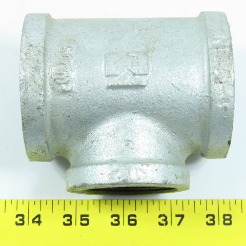 2" x 2" x 1-1/2" NPT Galvanized Iron Black Pipe Tee Reducer Fitting Lot of 4