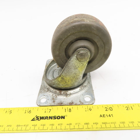 3" x 1-1/4" Hard Rubber Plate Mount Swivel Caster Lot Of 4