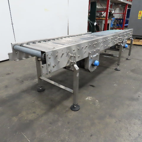 17" x 96" Power Roller Stainless Steel Settling Conveyor 26.5FPM 208-230/480V