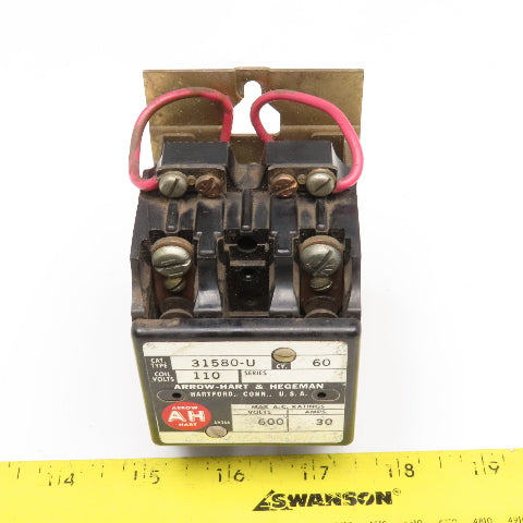 Arrow Hart 31580-U Contactor 600V 110V Coil 2 Pole