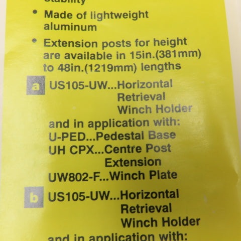Uni-Hoist US105-UW Confined Space Horizontal Retriever Winch Holder Bracket
