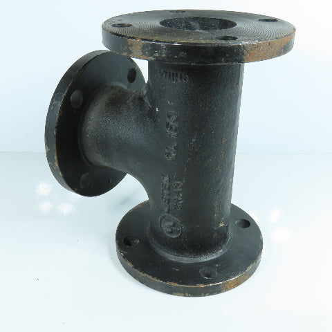 SCI 3" x 3" x 3" Flat Face Tee Class 150 Cast Iron Flanged Fitting