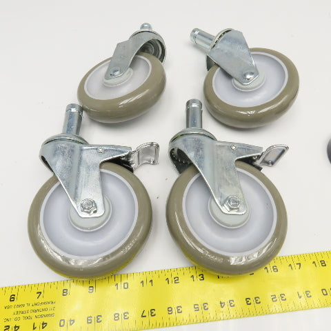 Nexel 500592 5" Polyurethane Swivel Stem Caster W/ Bumpers 1200Lb Capacity Set