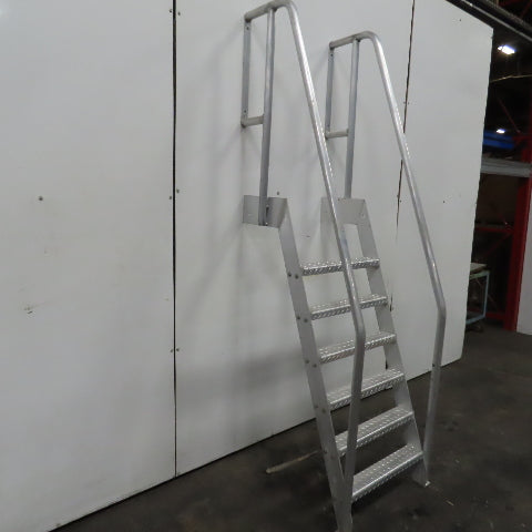 6 Step Aluminum Industrial Machine Ladder 24"W x 4"D Steps 98" OAH