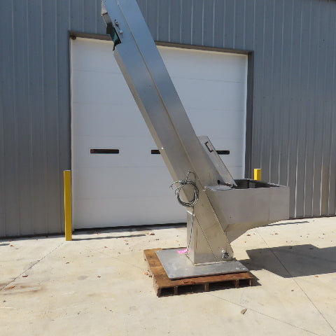 Tecno 22174 12" Belt Width SS Cleated Incline Feeder Conveyor 27FPM 120" Dis 3PH