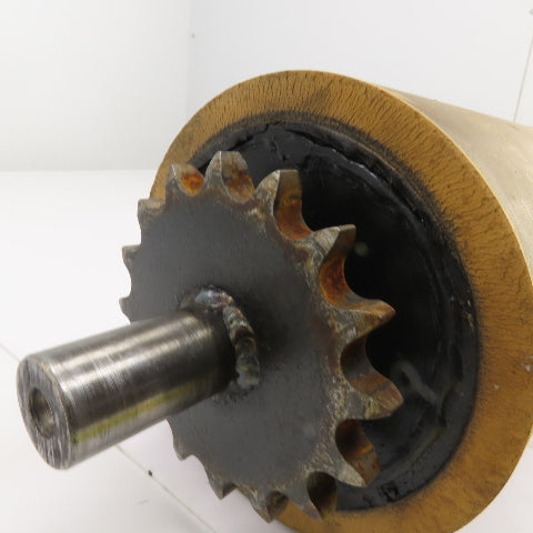 Chain Driven Rubber Clad Power Conveyor Roller 9" W Face Width 6" OD 15" OAL