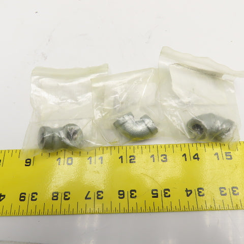 1/8" Galvanized Steel Hydraulic Elbow 90-? Lot Of 3