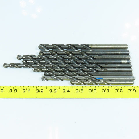3/8", 25/64", 13/32", 7/16", 15/32", 1/2", 33/64" HSS Twist Drill Bit Lot of 9