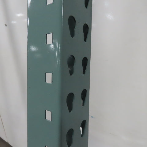 42" x 12' x 3"x3" Teardrop Pallet Racking Upright Leg 22,900 lbs Capacity NEW Welded GREEN
