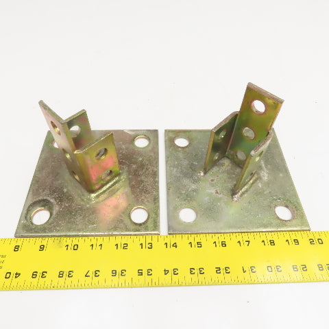 1-5/8" Unistrut Style C-Channel Post Base 6" x 6" Plate Lot Of 2