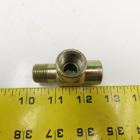 3/8 NPT Male x 3/8 NPT Female x 3/8 NPT Female Steel Hydraulic Run Tee Lot Of 3