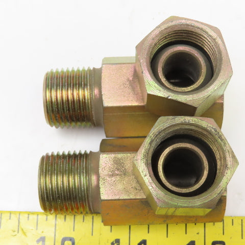 1/2" (-8) NPSM Female Swivel x 1/2"-14 Male Straight Elbow Adaptor Lot Of 2