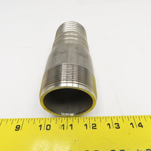 2" NPT x 2" Spiral Wound Composite Hose Barb Stainless Steel 5-1/2" OAL