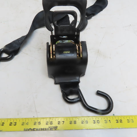 1-7/8" x 10' Retractable Ratchet Tie-Downs - S-Hook Black Lot of 2
