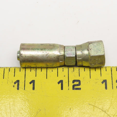 7/16"-20 (-4) JIC Female Swivel x 1/4" Crimp Hydraulic Hose Fitting