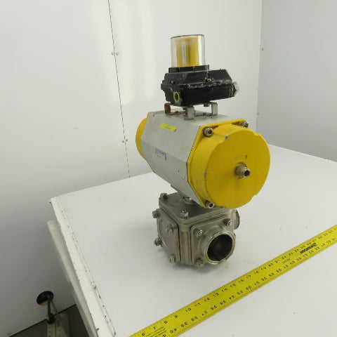 Sonic Torque ST150 Pneumatic Valve Actuator With 3" Stainless Steel Valve 3-Way