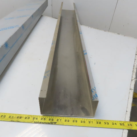 Brushed Stainless Steel Way Cover Trim Profile 3-1/2" x 6-3/4" x 60" Lot of 2