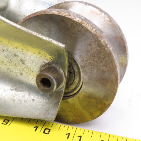 3-1/2" Steel U-Groove Pipe Roller Track Wheel 1" Groove Needs New Bearings
