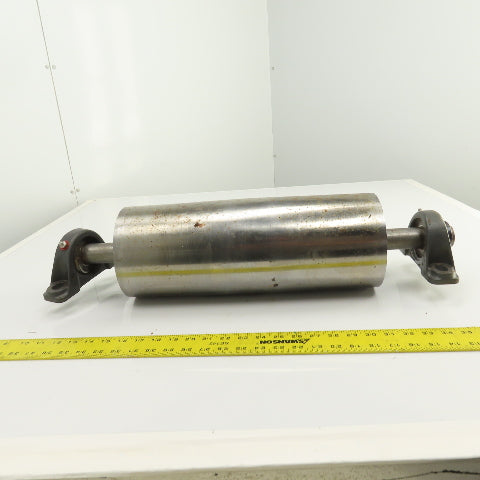 6-1/2" OD x 16-3/4" Crowned Face Conveyor Tail Drum Roller W/ Pillow Blocks