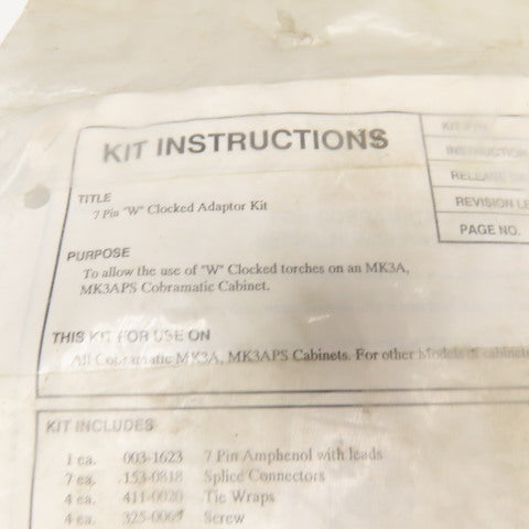 MK Products 005-0162 7 Pin "W" Clocked Adaptor Kit MK3A MK3APS Cobramatic