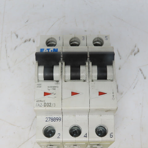 Eaton FAZ-D32/3 Miniature Circuit Breaker Toggle D Curve 3P 32A 277-480V