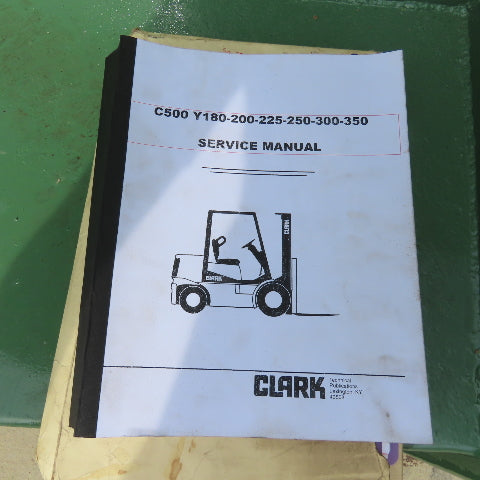 Clark C500 Y300D 30,000 LB Diesel Forklift 204" H 2-Stage 96" Forks Solid Tires