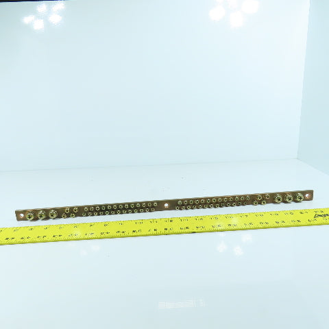 21-5/8" OAL Solid Copper Grounding Bar Strip Plate 66 Terminals 20mm W x 5mm Thc