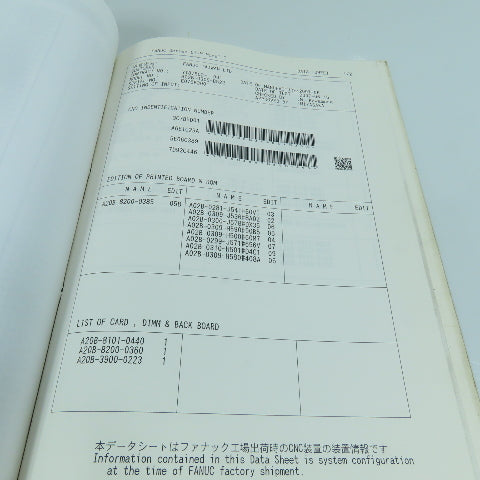First 800 Vertical Machining Center Parameter List