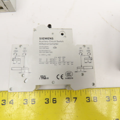 Siemens 5SJ4102-7HG40 Circuit Breakers 2A, 4A, 10A Auxiliary Contacts Lot Of 5